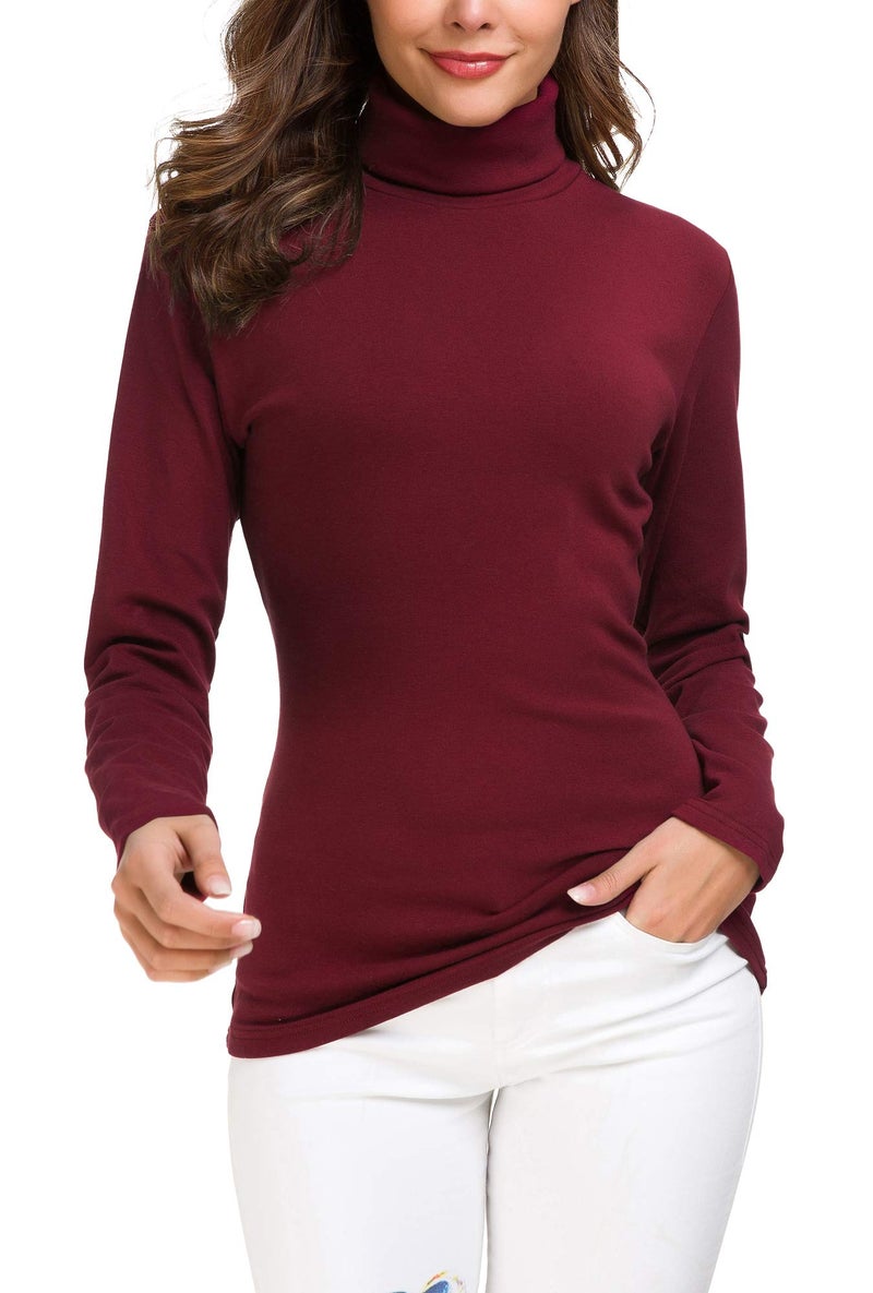EXCHIC Women's Long Sleeve Turtleneck Sweater Slim Fitted Knitted Pullover Sweater Tops (Wine Red, X-Large) - Image 5